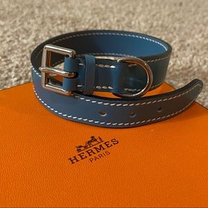 NWT Hermès Etriviere Dog Collar in blue du Nord